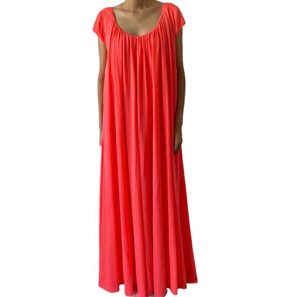 Vintage Lucie Ann Womens Bright Short Sleeve Glamour Nightgown